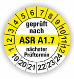 ASR A1.7 - Ø 40mm Wartungsetiketten blau/rot/grün od. gelb